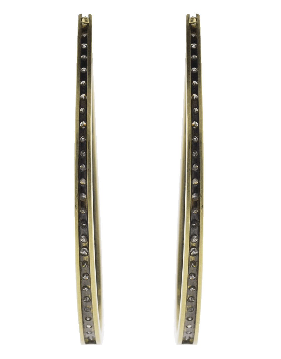 SYLVA & CIE-Grey Diamond Hoop Earrings-YELLOW GOLD