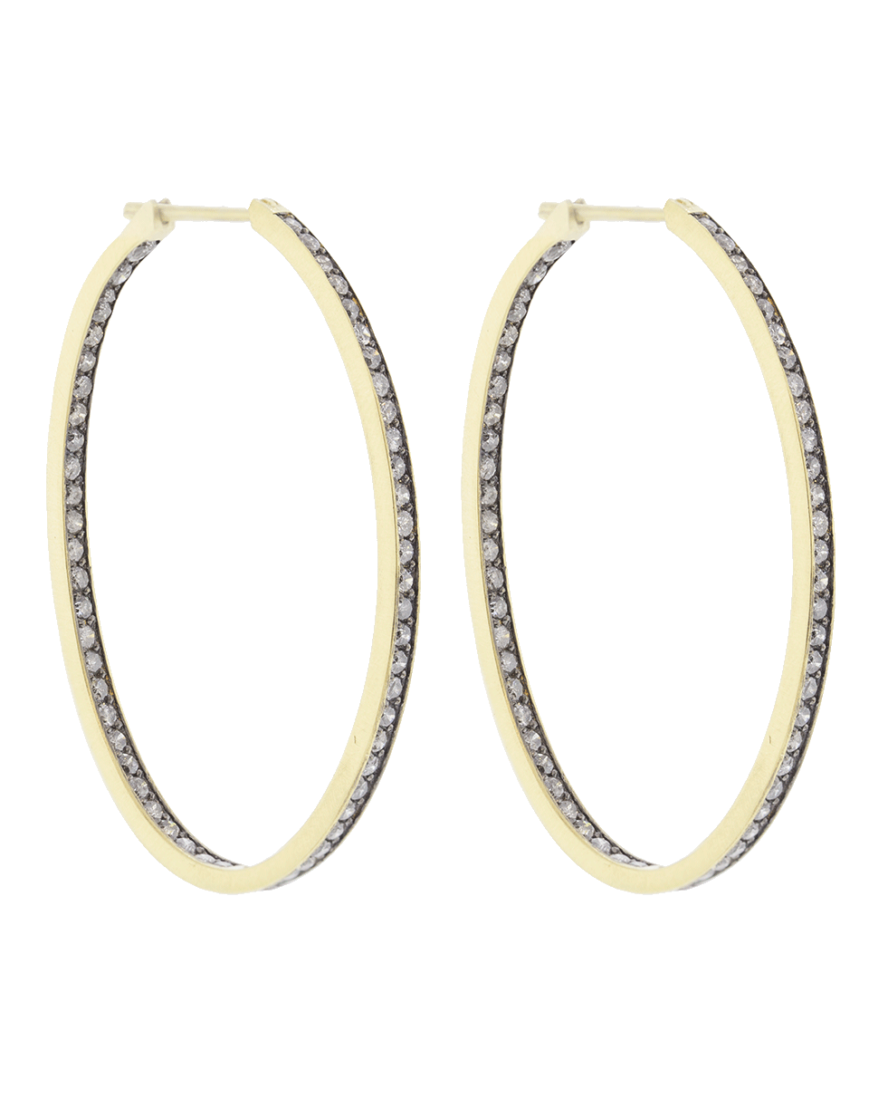 SYLVA & CIE-Grey Diamond Hoop Earrings-YELLOW GOLD