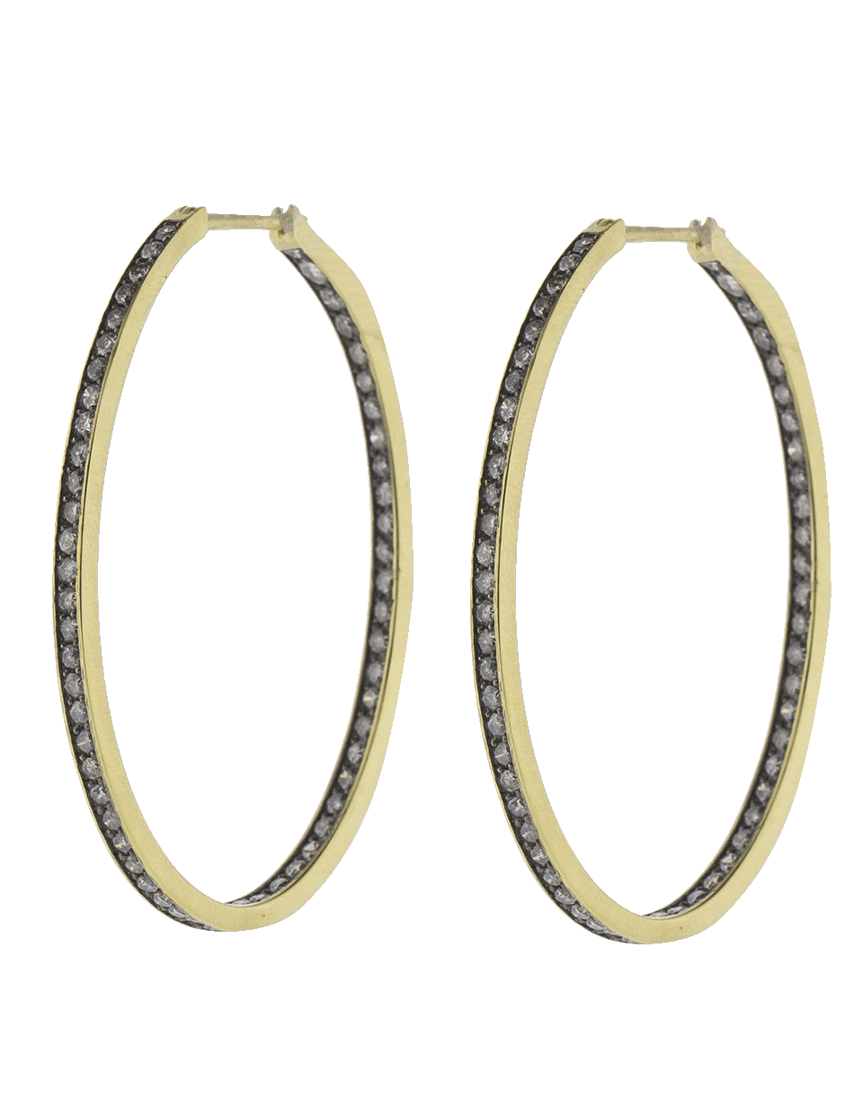 SYLVA & CIE-Grey Diamond Hoop Earrings-YELLOW GOLD