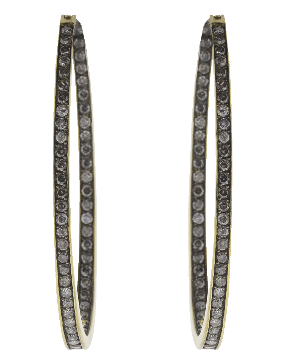 SYLVA & CIE-Grey Diamond Hoop Earrings-YELLOW GOLD