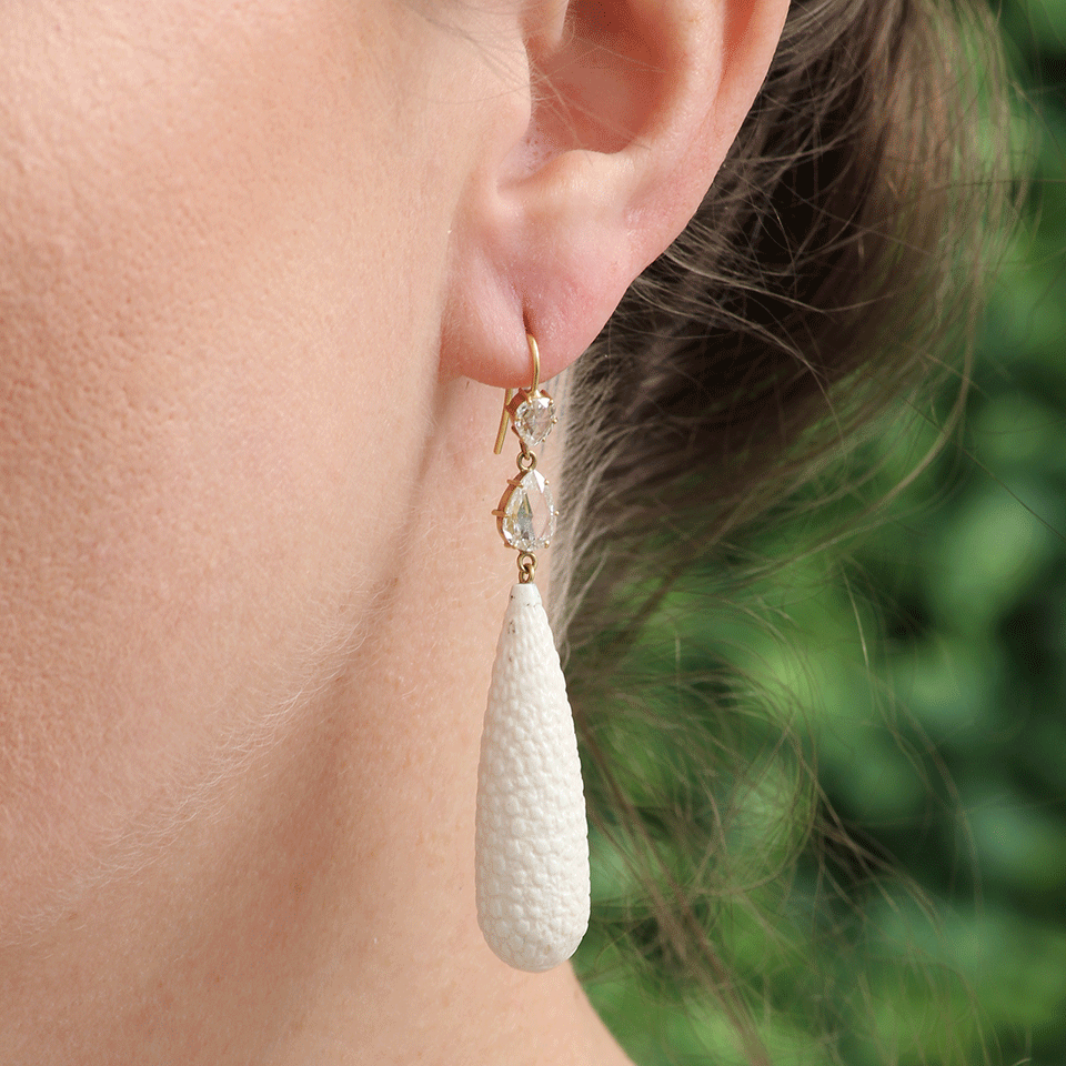 SYLVA & CIE-Hand Carved Mammoth Drop Earrings-YELLOW GOLD