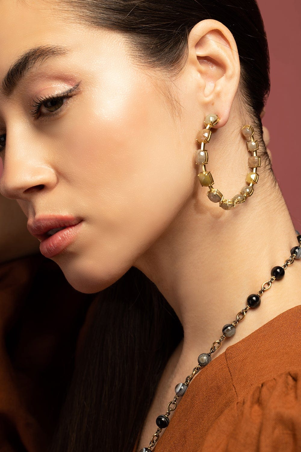 SYLVA & CIE-Large Rough Diamond Hoops-YELLOW GOLD