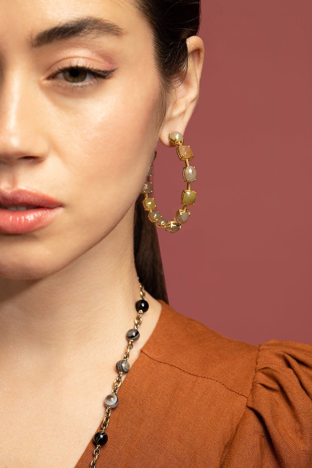 SYLVA & CIE-Large Rough Diamond Hoops-YELLOW GOLD