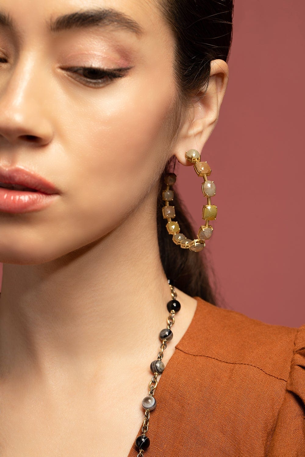 SYLVA & CIE-Large Rough Diamond Hoops-YELLOW GOLD