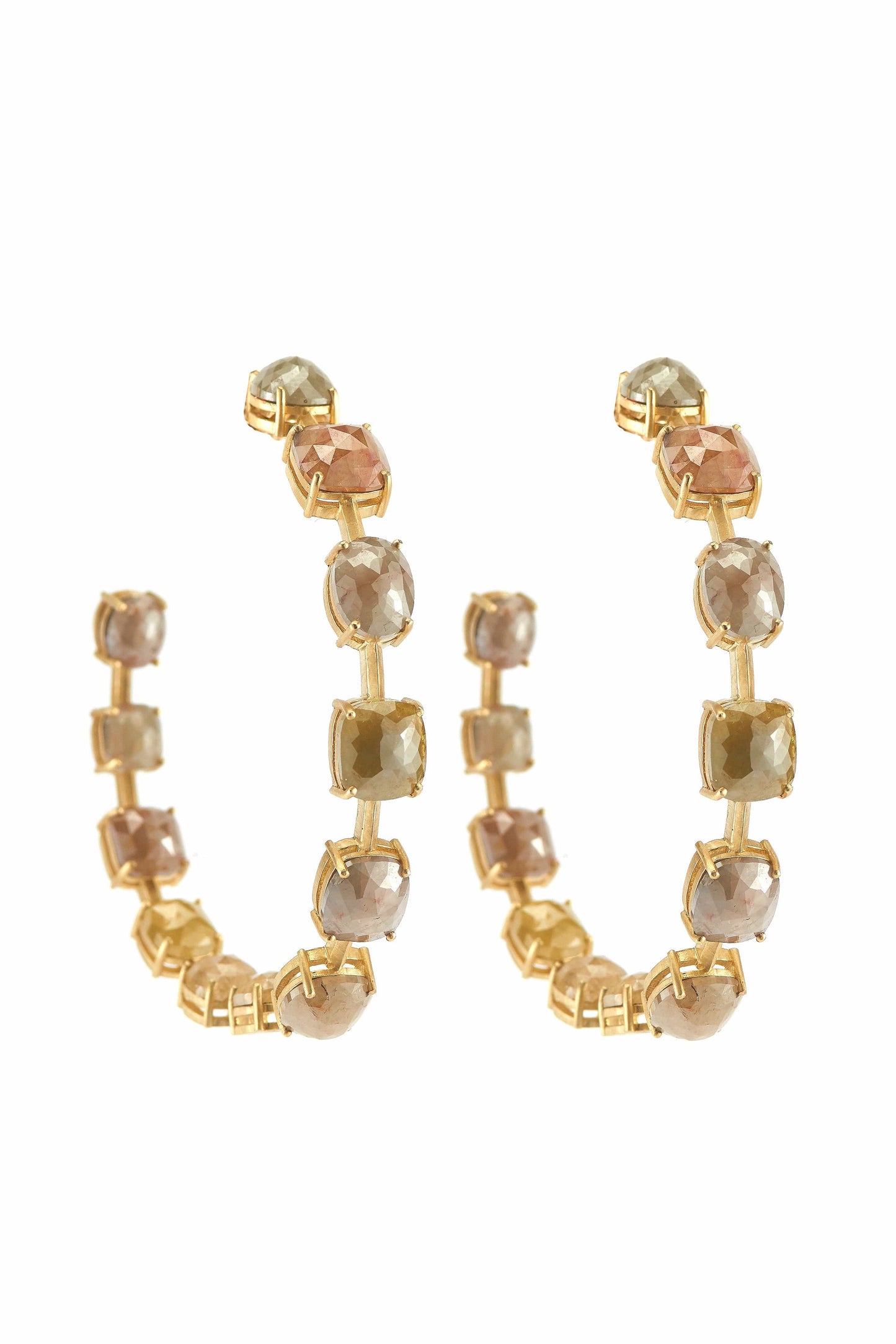 SYLVA & CIE-Large Rough Diamond Hoops-YELLOW GOLD