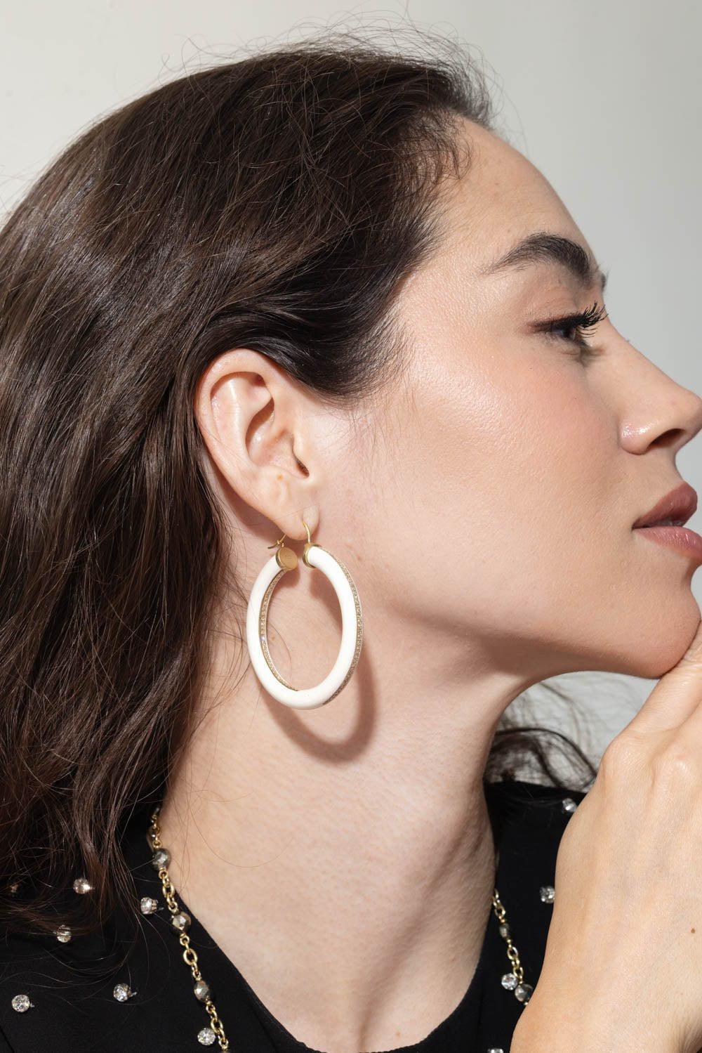 SYLVA & CIE-Mammoth Ivory Hoop Earrings-YELLOW GOLD