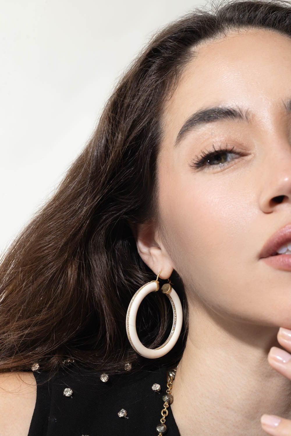 SYLVA & CIE-Mammoth Ivory Hoop Earrings-YELLOW GOLD