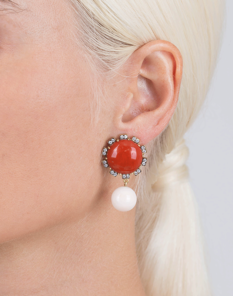 SYLVA & CIE-Mediterranean Coral Earrings-YELLOW GOLD