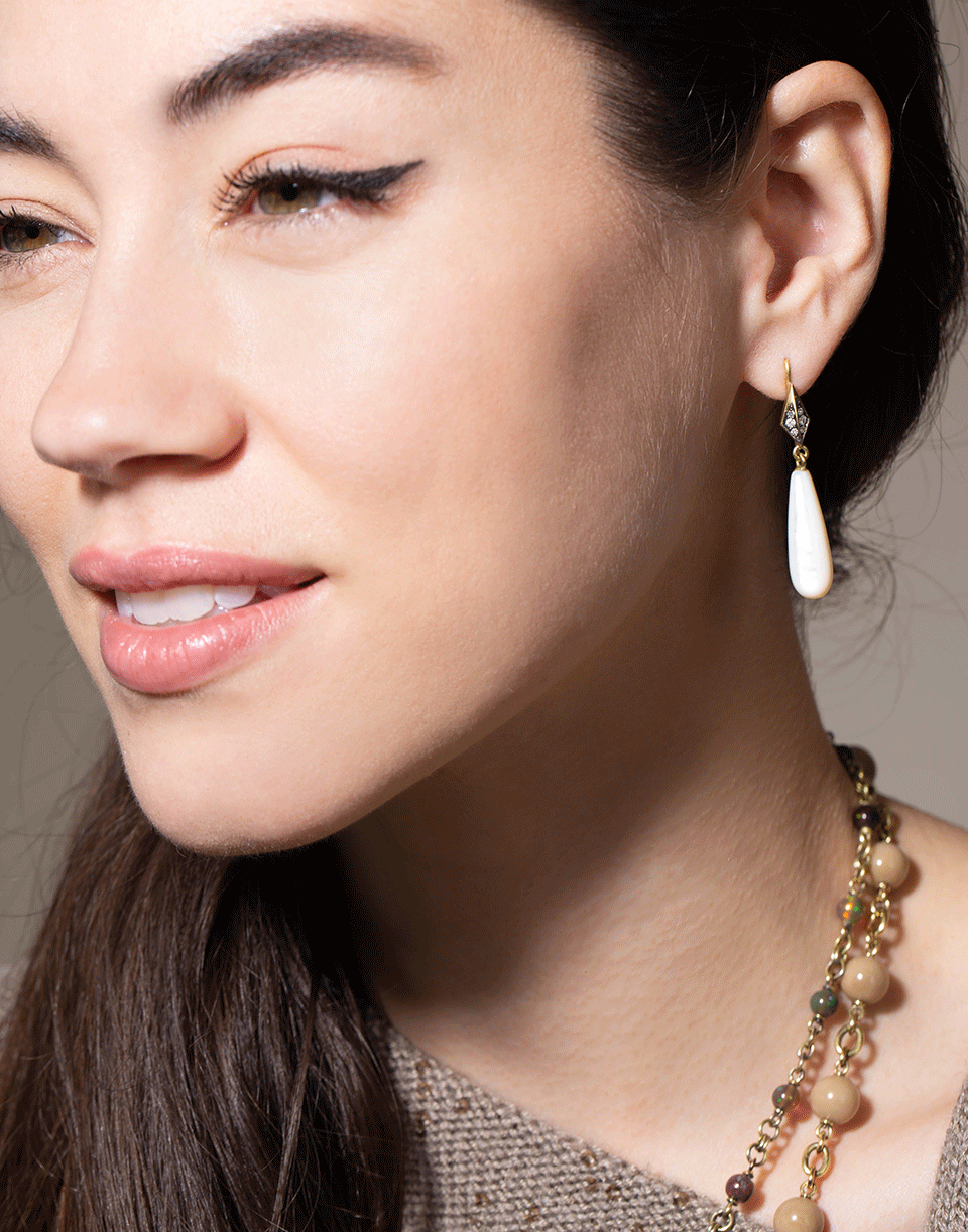 SYLVA & CIE-Mother Of Pearl Drop Earrings-YELLOW GOLD