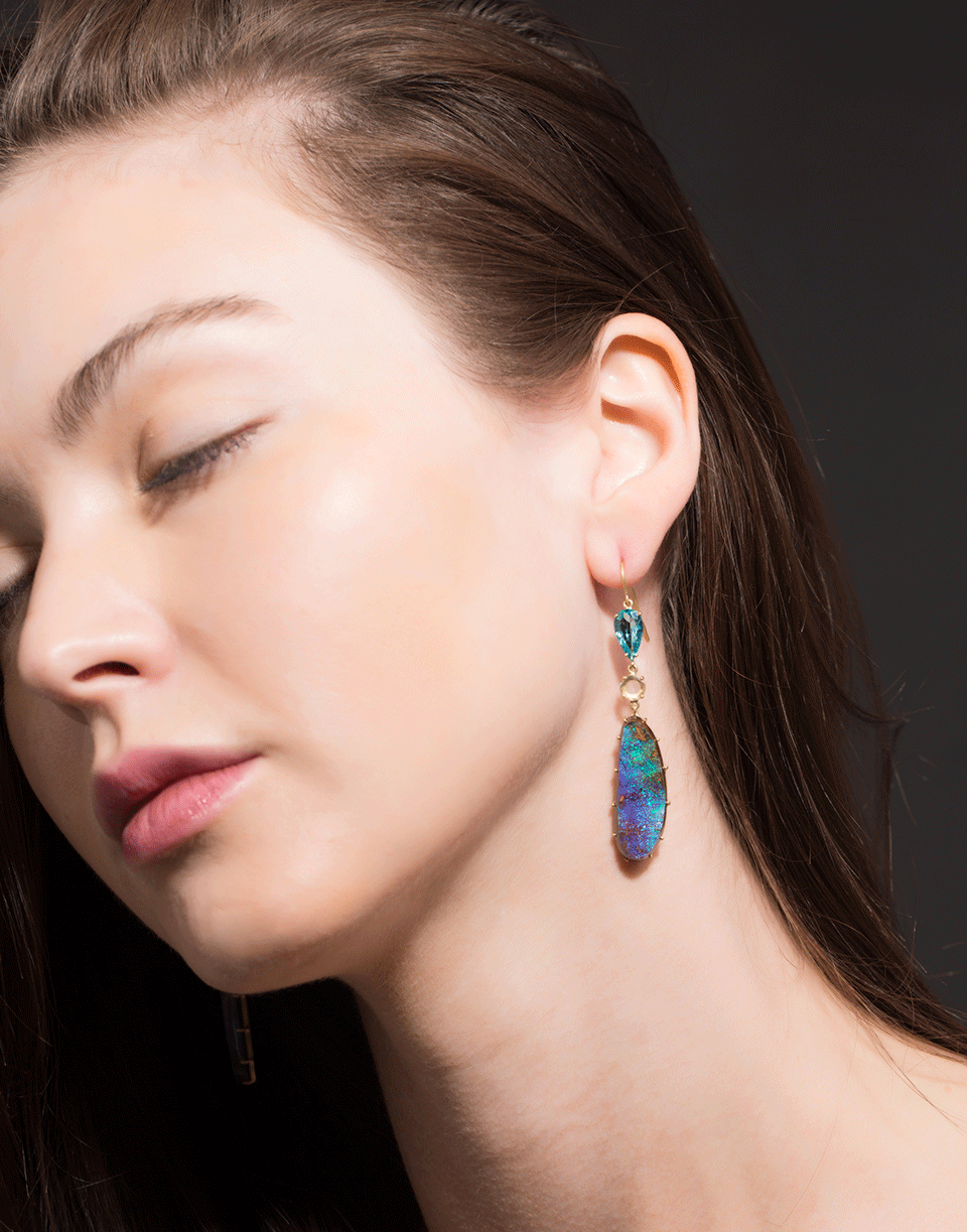 SYLVA & CIE-Opal And Apatite Drop Earrings-YELLOW GOLD