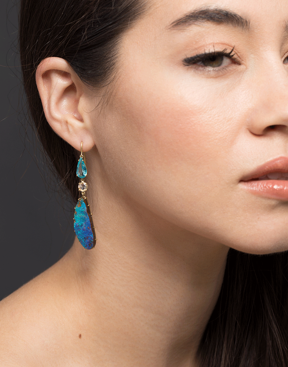 SYLVA & CIE-Opal And Apatite Drop Earrings-YELLOW GOLD