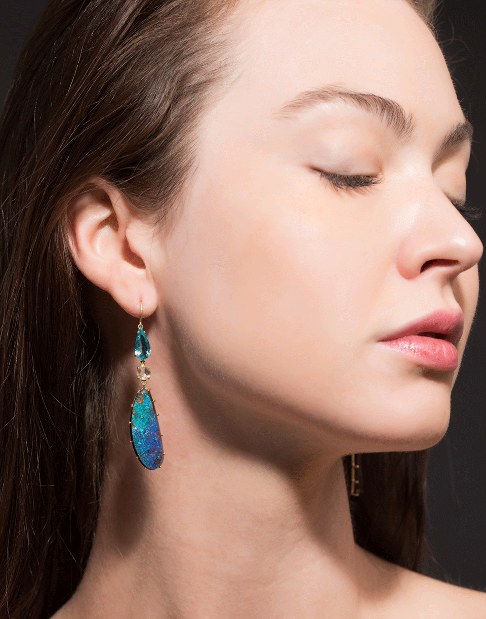 SYLVA & CIE-Opal And Apatite Drop Earrings-YELLOW GOLD