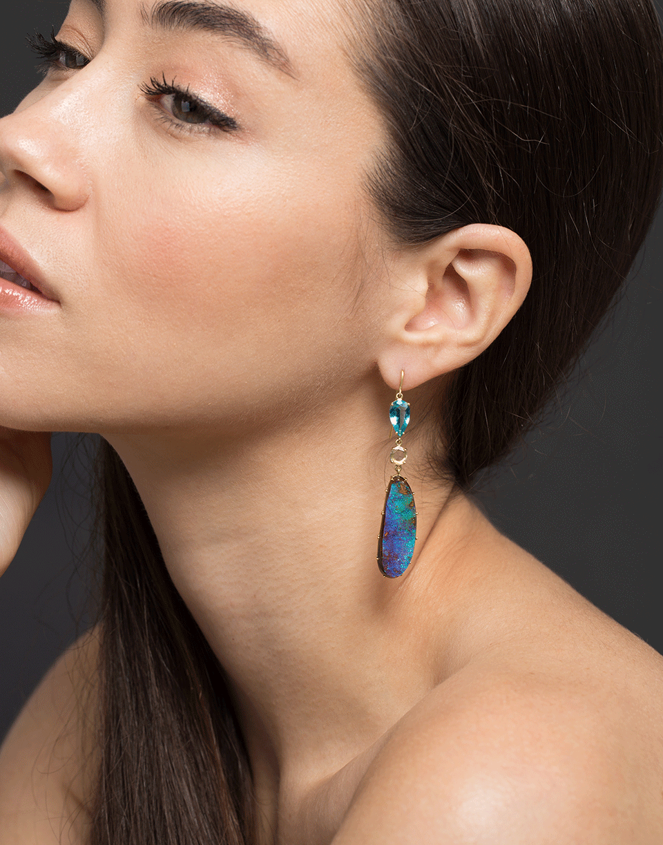SYLVA & CIE-Opal And Apatite Drop Earrings-YELLOW GOLD