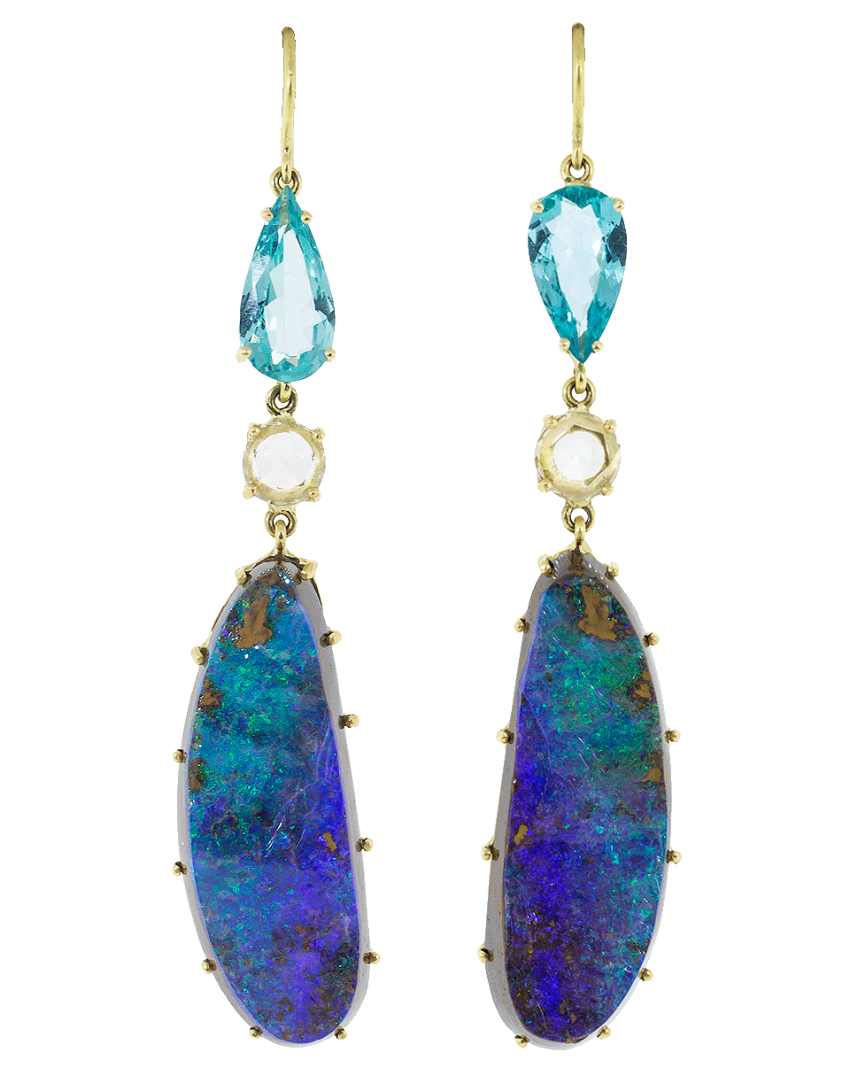 SYLVA & CIE-Opal And Apatite Drop Earrings-YELLOW GOLD