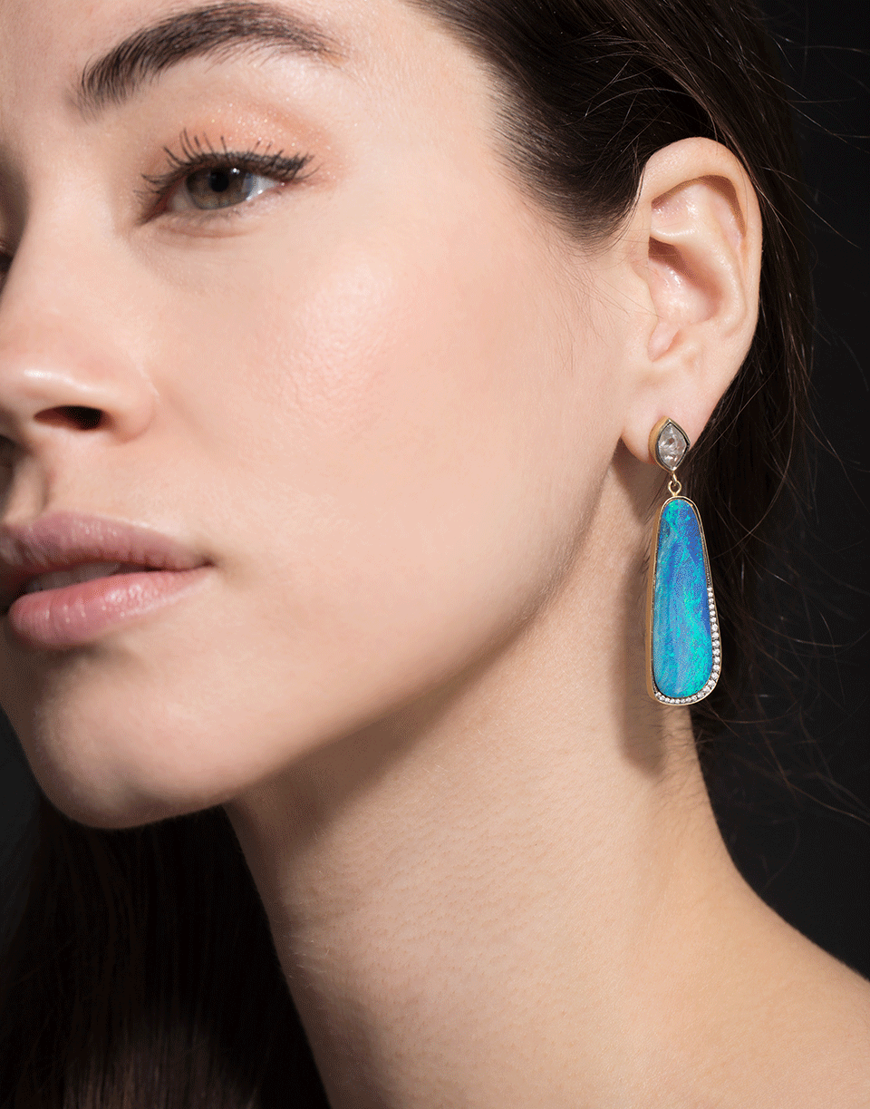 SYLVA & CIE-Opal and Diamond Drop Earrings-YELLOW GOLD
