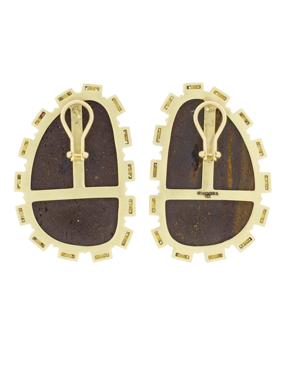 SYLVA & CIE-Opal And Diamond Petal Earrings-YELLOW GOLD