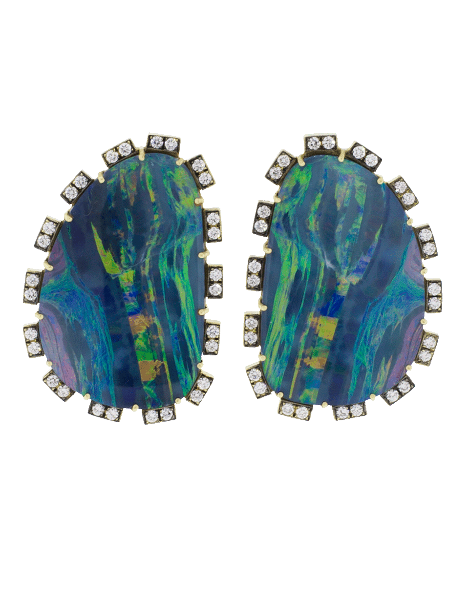 SYLVA & CIE-Opal And Diamond Petal Earrings-YELLOW GOLD