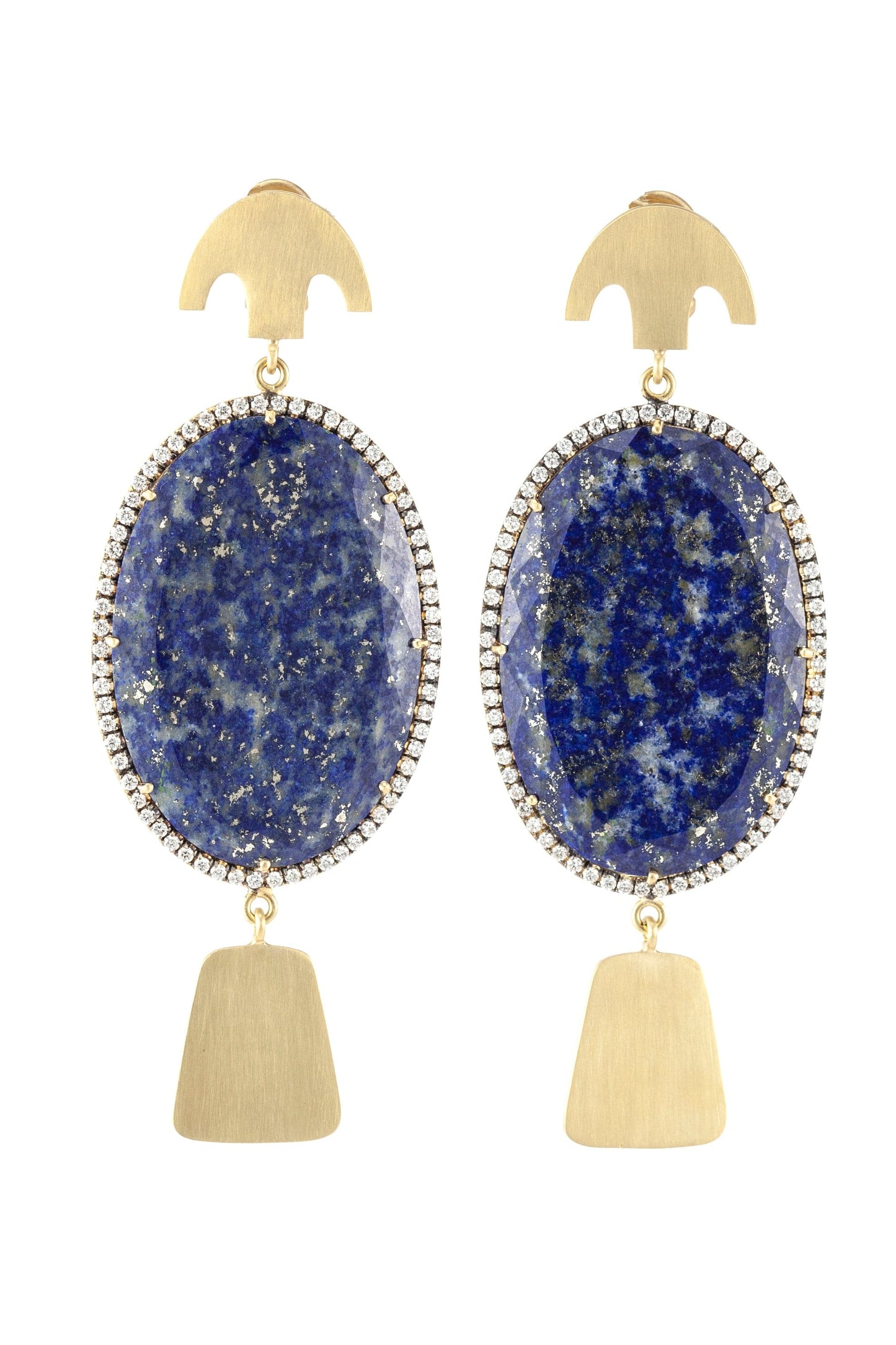 SYLVA & CIE-Oval Lapis Maya Earrings-YELLOW GOLD
