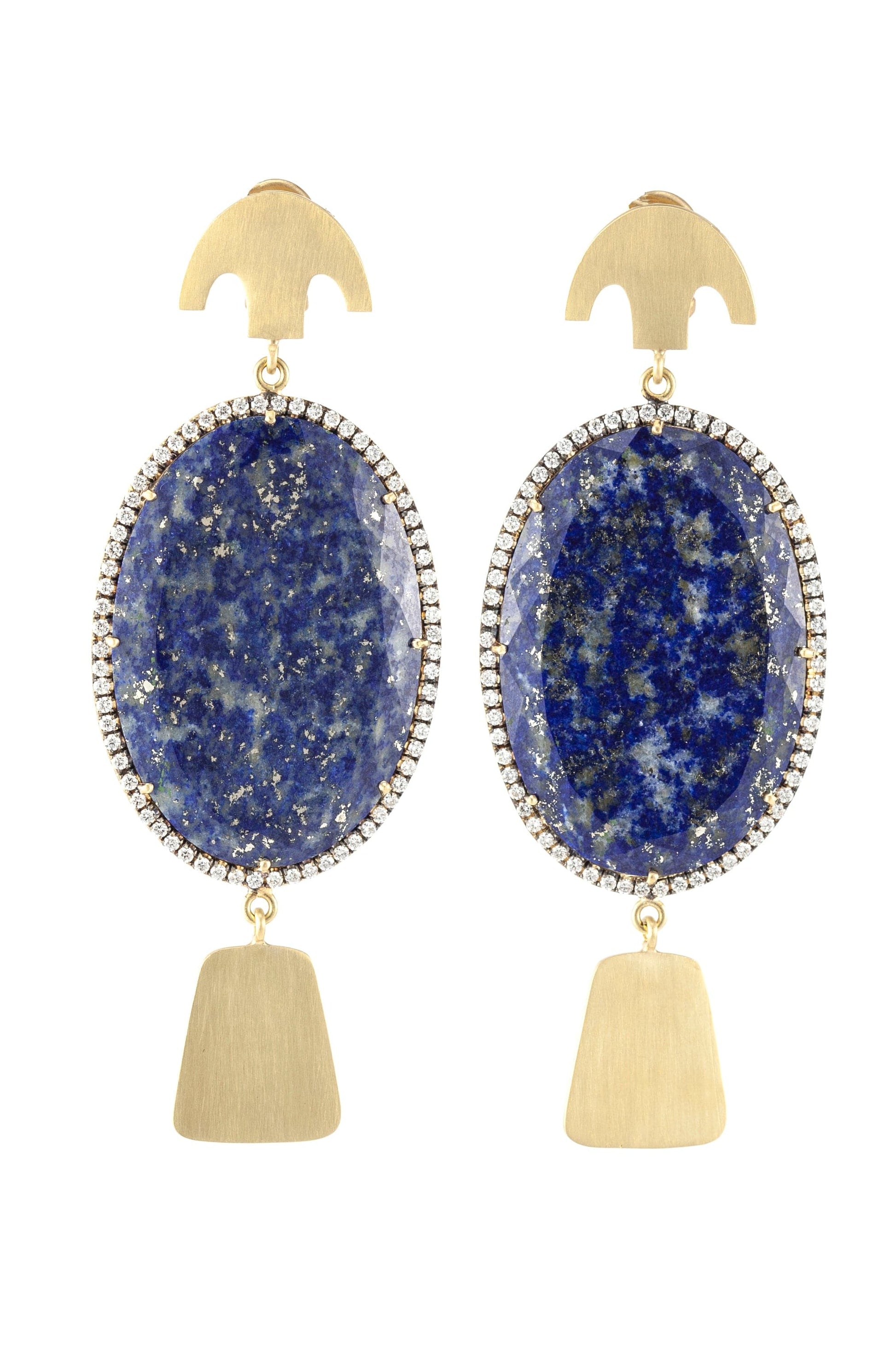 SYLVA & CIE-Oval Lapis Maya Earrings-YELLOW GOLD