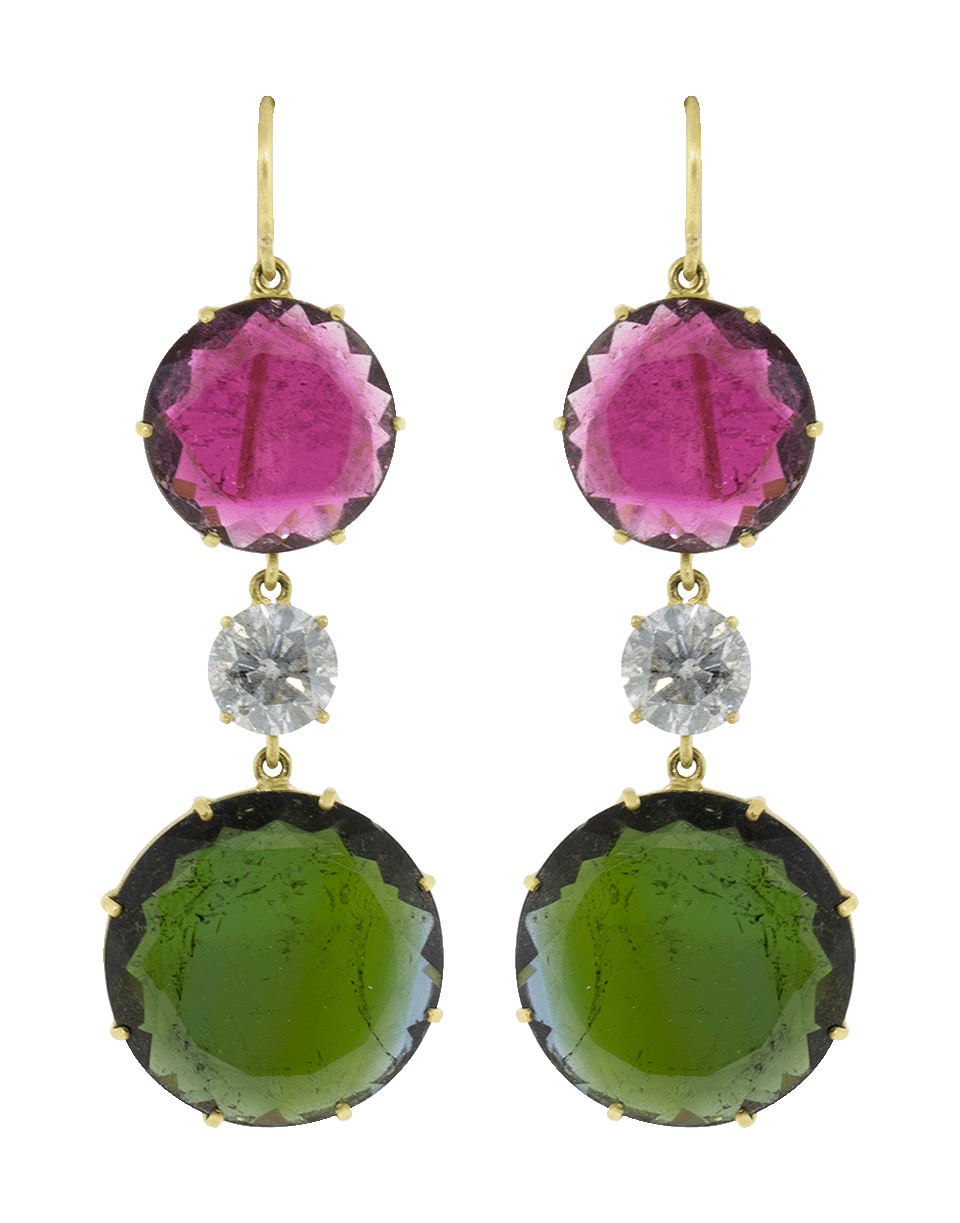 SYLVA & CIE-Pink And Green Tourmaline Drop Earrings-YELLOW GOLD