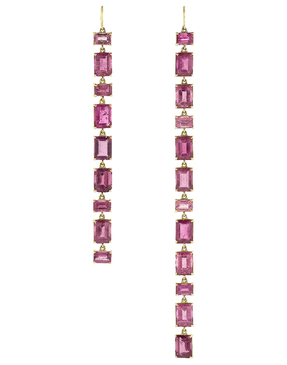 SYLVA & CIE-Pink Tourmaline Long Drop Earrings-YELLOW GOLD