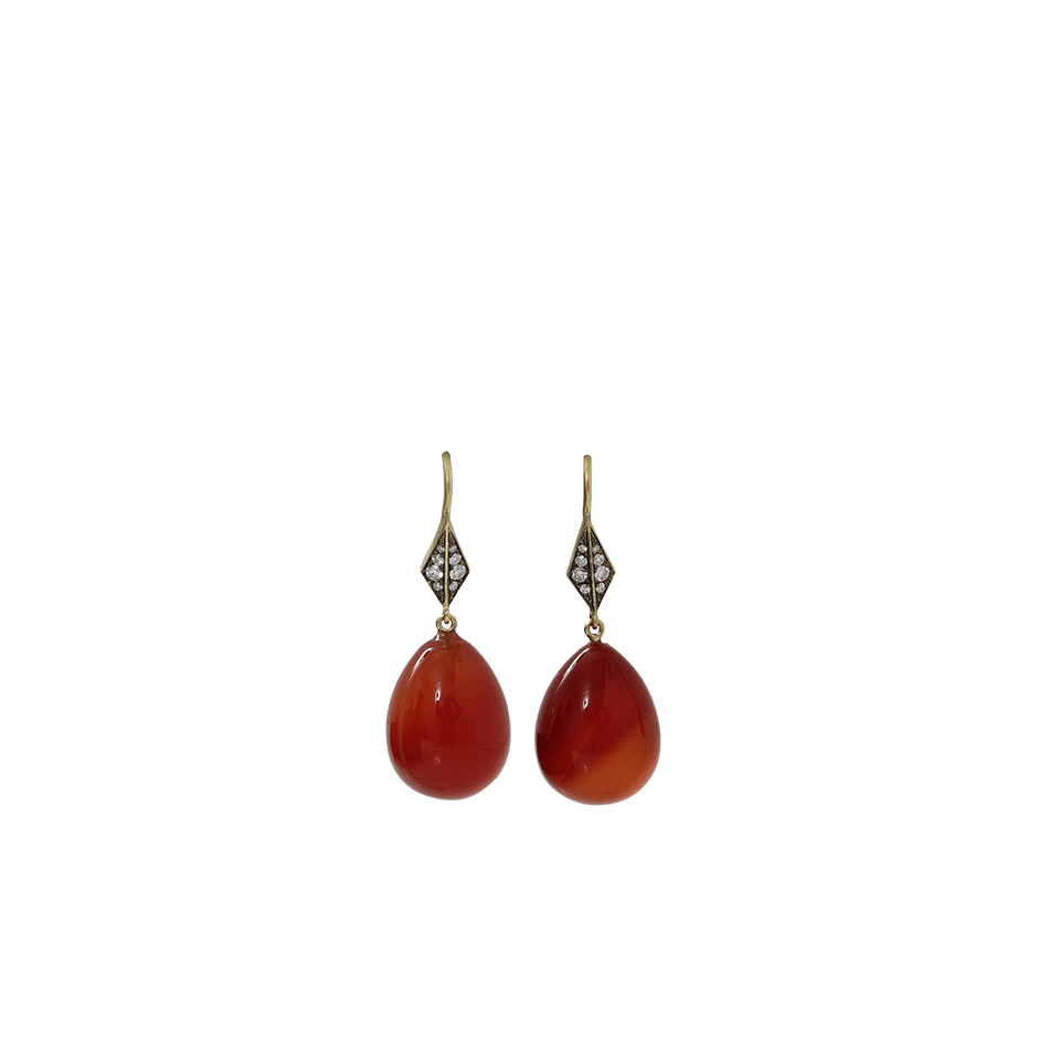 SYLVA & CIE-Red Agate Drop Earrings-YELLOW GOLD