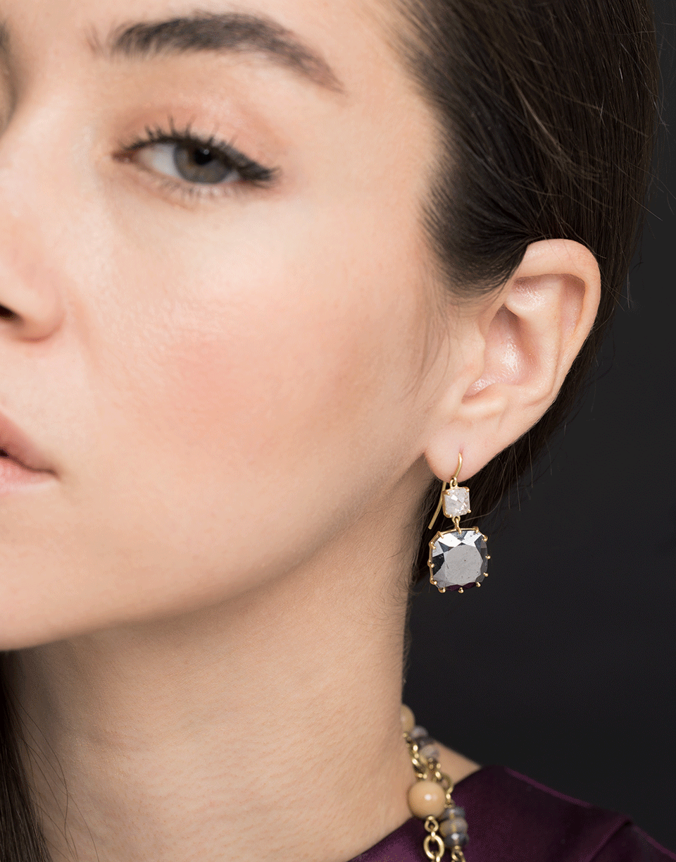 SYLVA & CIE-Rough Diamond and Silver Calcite Drop Earrings-YELLOW GOLD