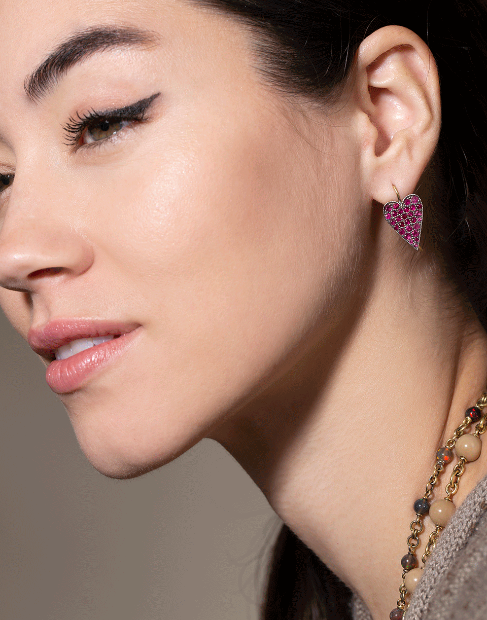 SYLVA & CIE-Ruby Heart Earrings-YELLOW GOLD