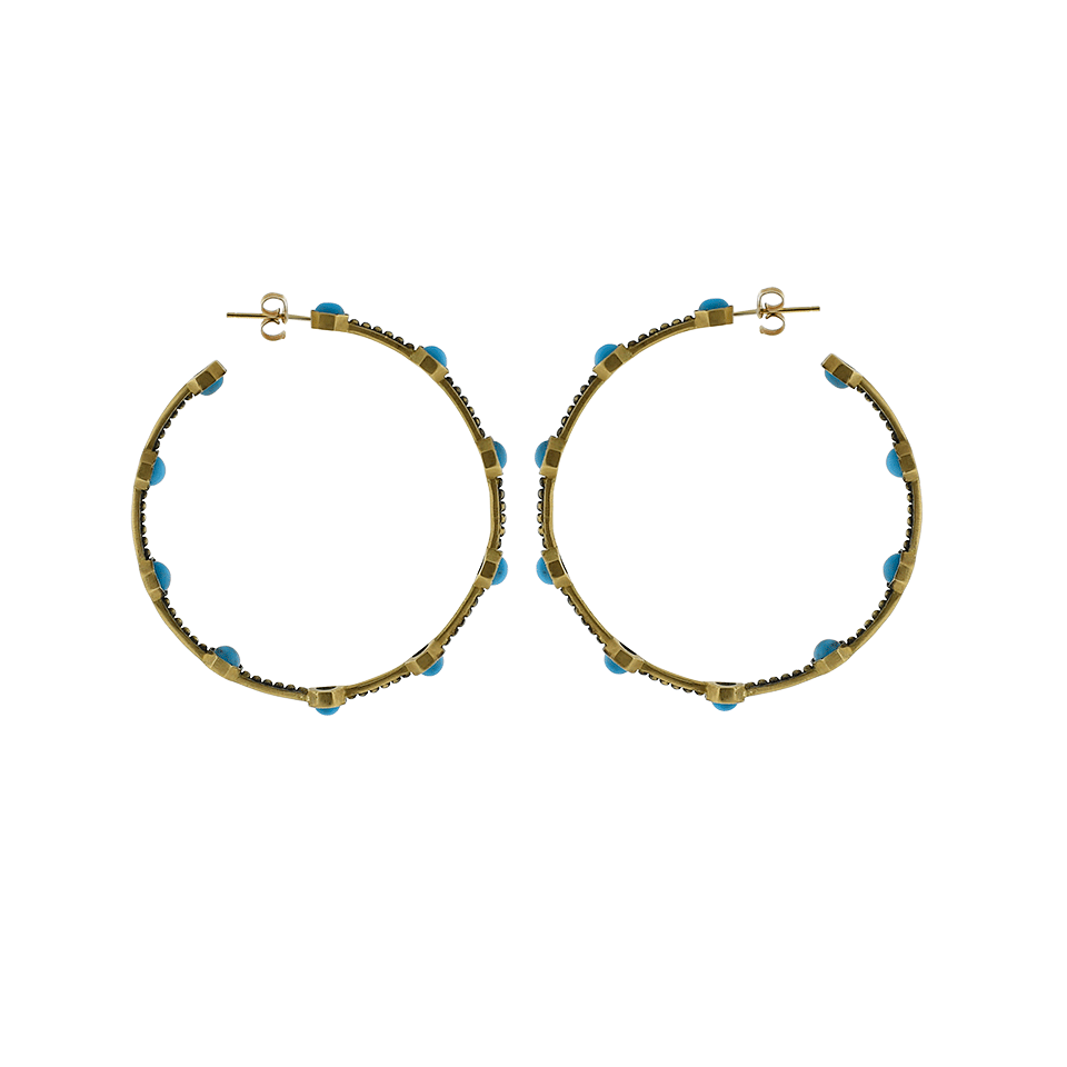 SYLVA & CIE-Turquoise Caviar Hoop Earrings-YELLOW GOLD