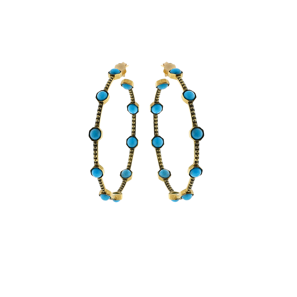 SYLVA & CIE-Turquoise Caviar Hoop Earrings-YELLOW GOLD