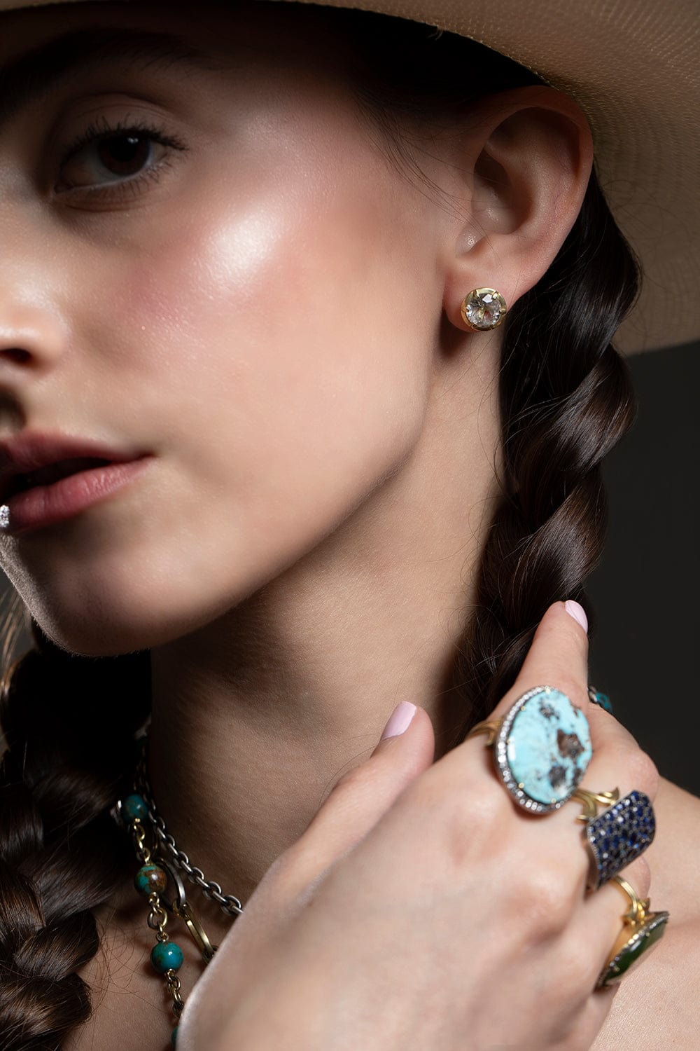 SYLVA & CIE-White Topaz Studs-YELLOW GOLD