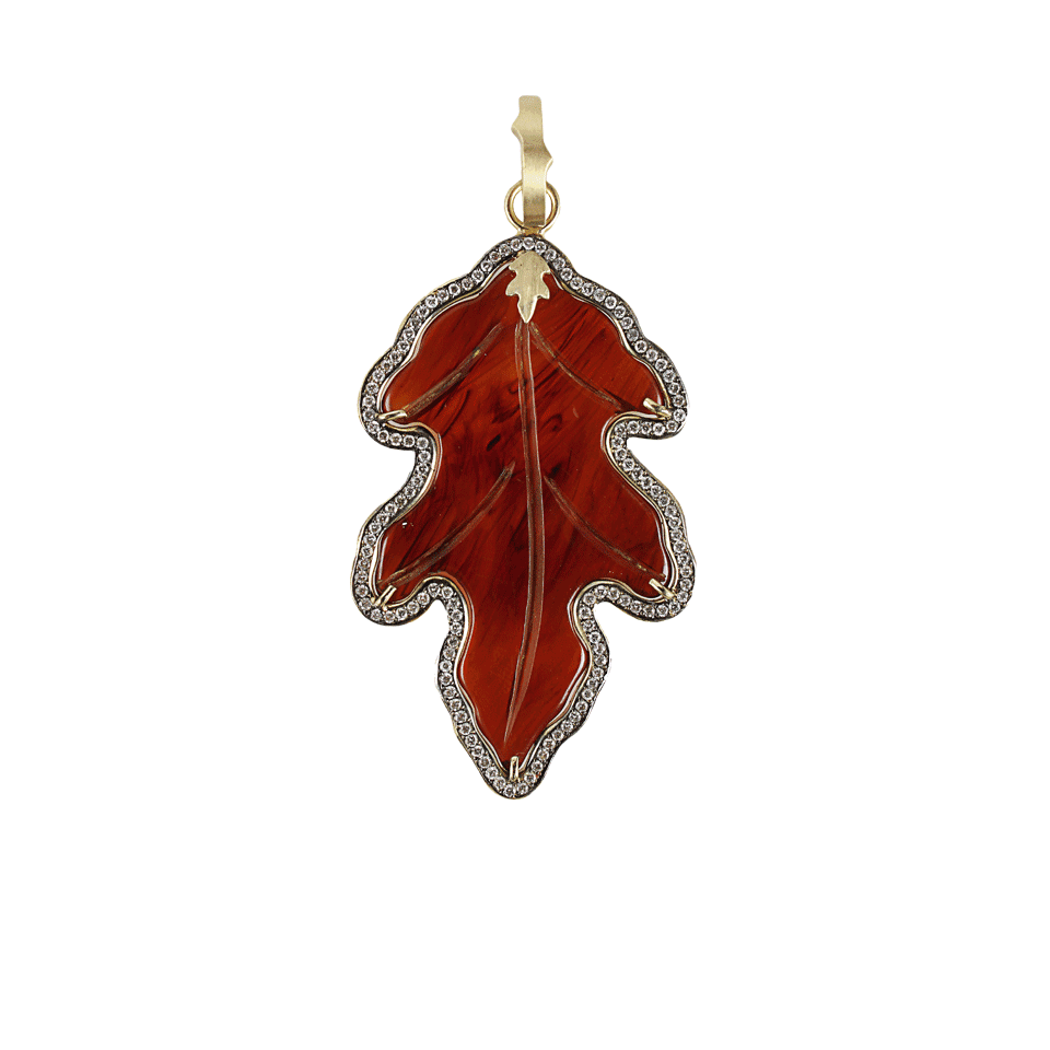 SYLVA & CIE-Diamond Bakelite Leaf Pendant-18KYG