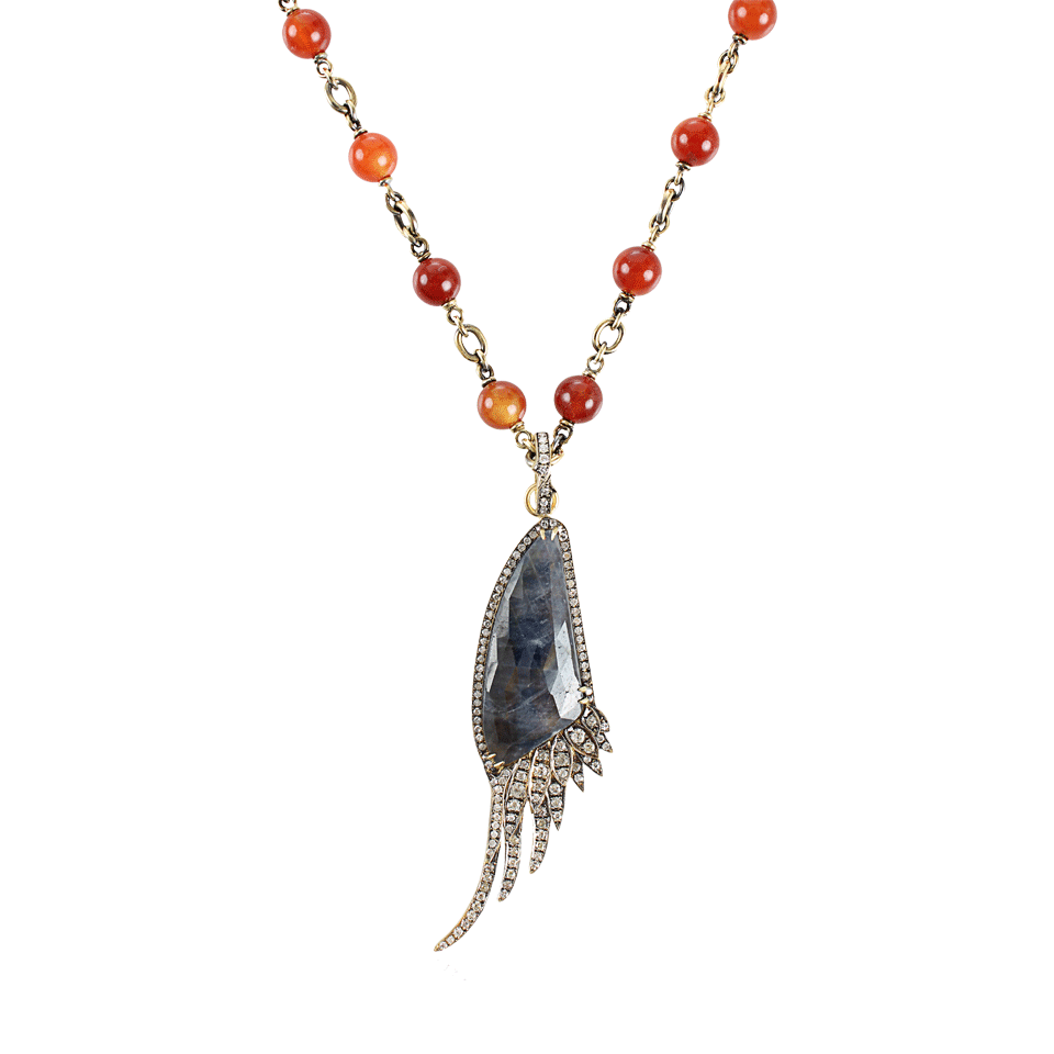 SYLVA & CIE-Diamond Sapphire Wing Pendant-18KYG