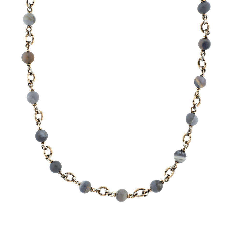 SYLVA & CIE-Blue Opal Bead Necklace-ROSE GOLD