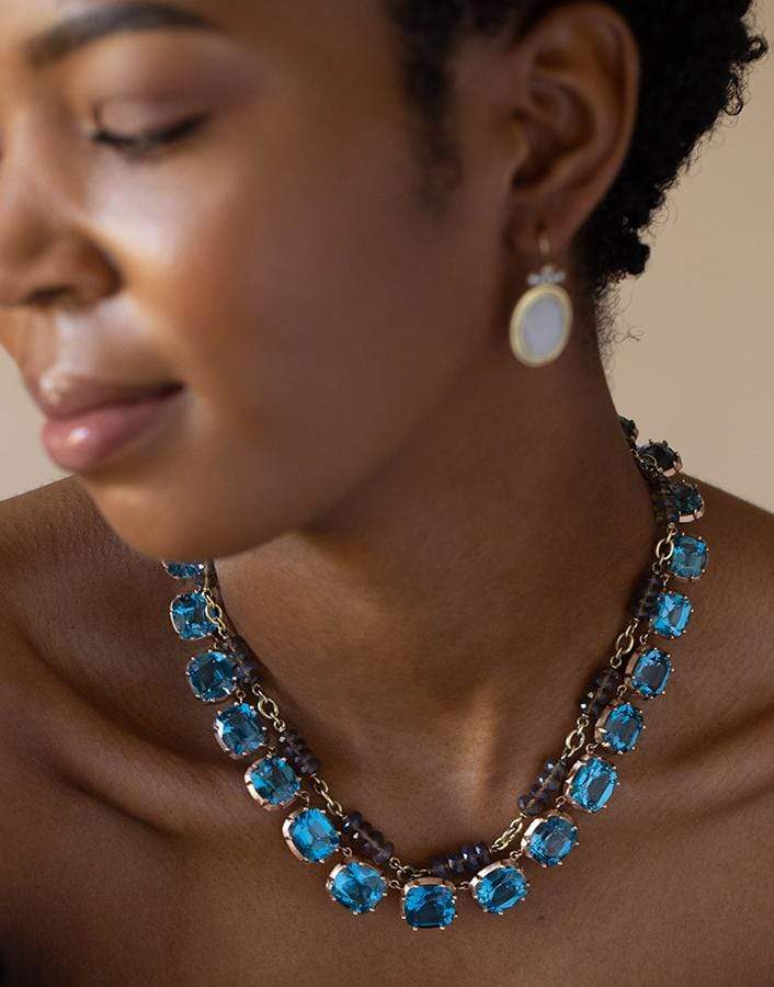 SYLVA & CIE-Blue Topaz Riviera Necklace-ROSE GOLD