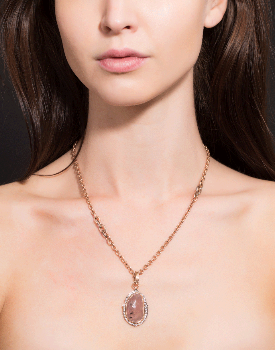 SYLVA & CIE-Champagne Diamond Link Chain Necklace-ROSE GOLD