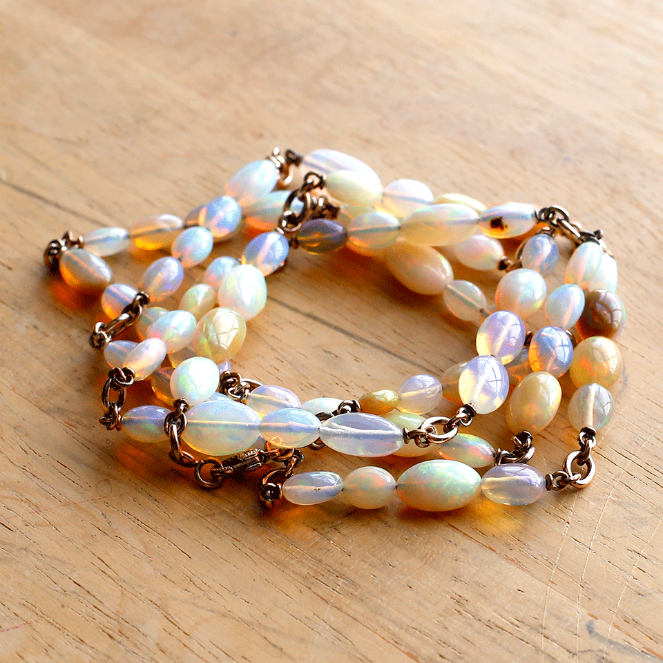 SYLVA & CIE-Ethiopian Opal Bead Necklace-ROSE GOLD