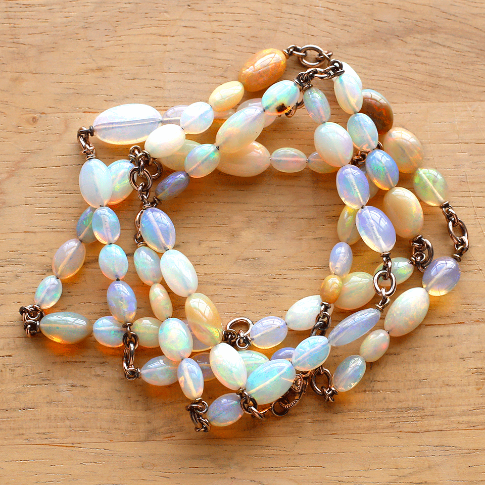 SYLVA & CIE-Ethiopian Opal Bead Necklace-ROSE GOLD