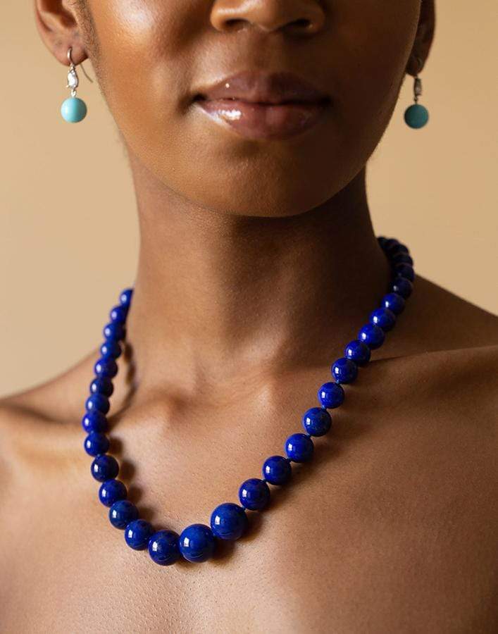 SYLVA & CIE-Lapis Bead Necklace-ROSE GOLD