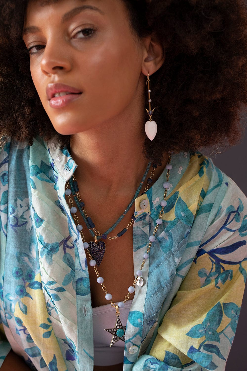 SYLVA & CIE-Light Blue Apatite Bead Necklace-ROSE GOLD