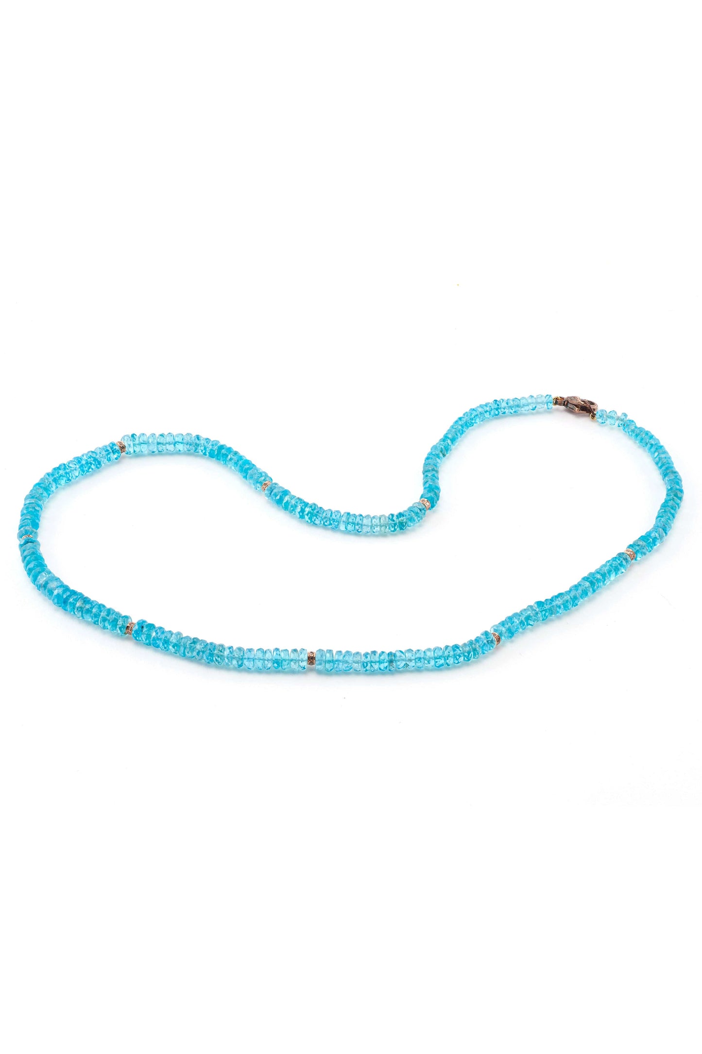 SYLVA & CIE-Light Blue Apatite Bead Necklace-ROSE GOLD