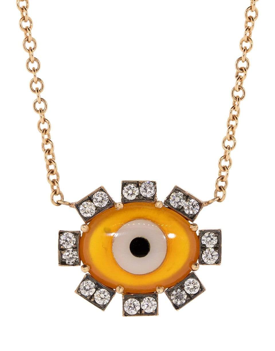 SYLVA & CIE-Orange Agate Evil Eye Necklace-ROSE GOLD