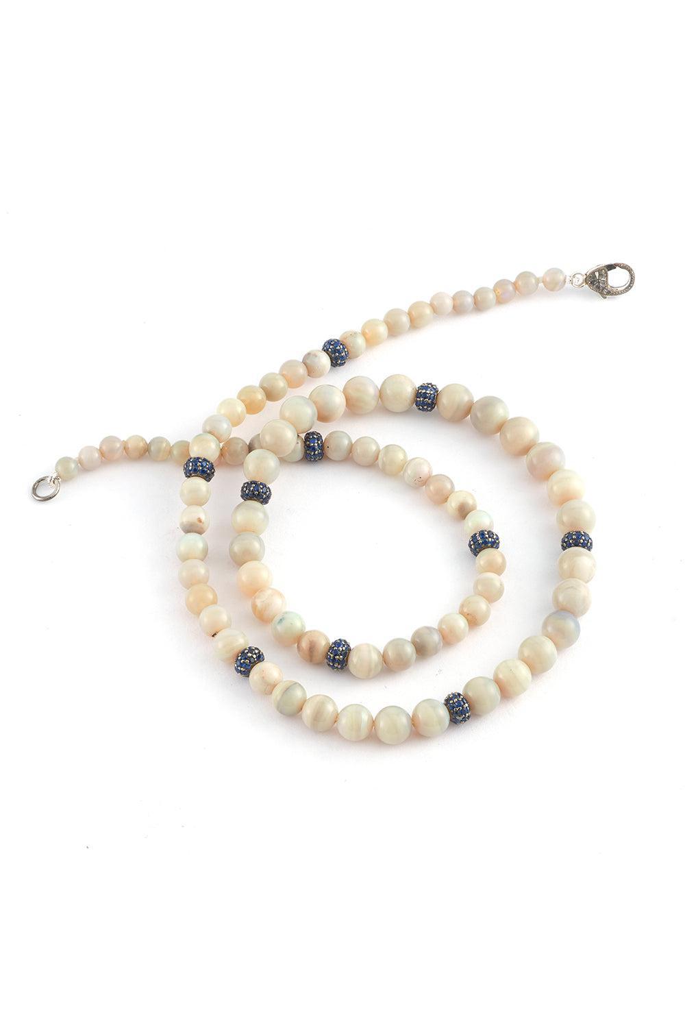 Opal Sapphire Beads Necklace-SILVER-18-JEWELRYFINE JEWELNECKLACE O-SYLVA & CIE