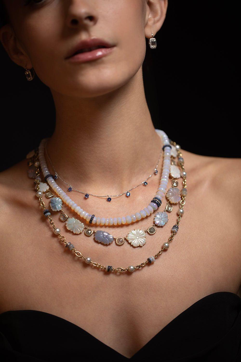SYLVA & CIE-Opal Bead Tsavorite Necklace-SILVER