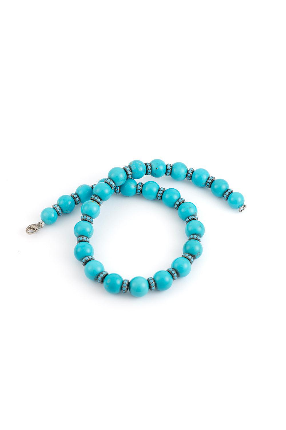 Turquoise Rondell Choker Necklace-WHITE GOLD-15.5-JEWELRYFINE JEWELNECKLACE O-SYLVA & CIE