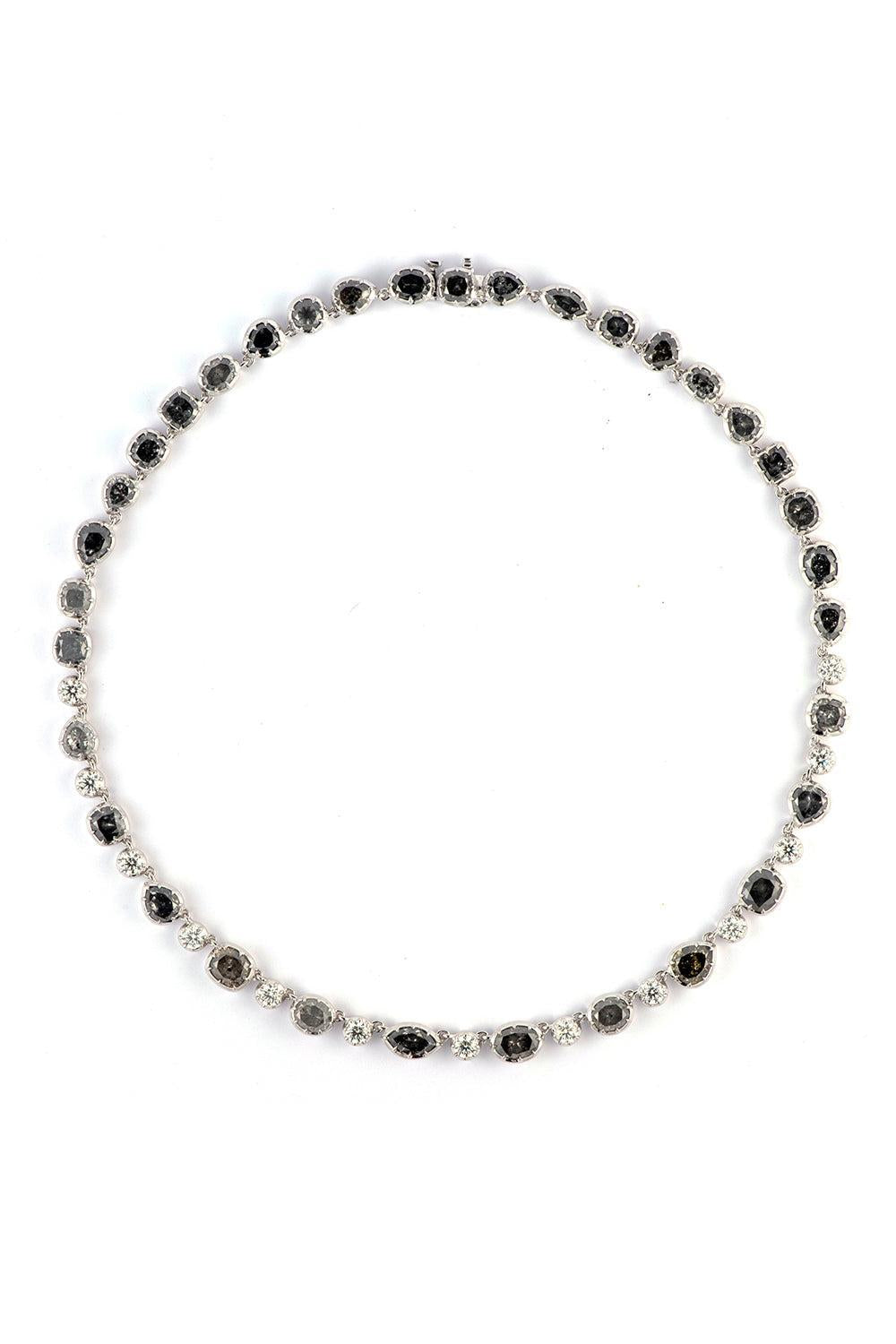 Grey White Diamond Riviera Necklace-WHITE GOLD-16.5-JEWELRYFINE JEWELNECKLACE O-SYLVA & CIE