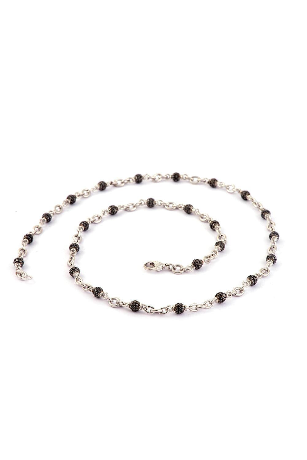 Black Diamond Ball Chain-WHITE GOLD-20-JEWELRYFINE JEWELNECKLACE O-SYLVA & CIE