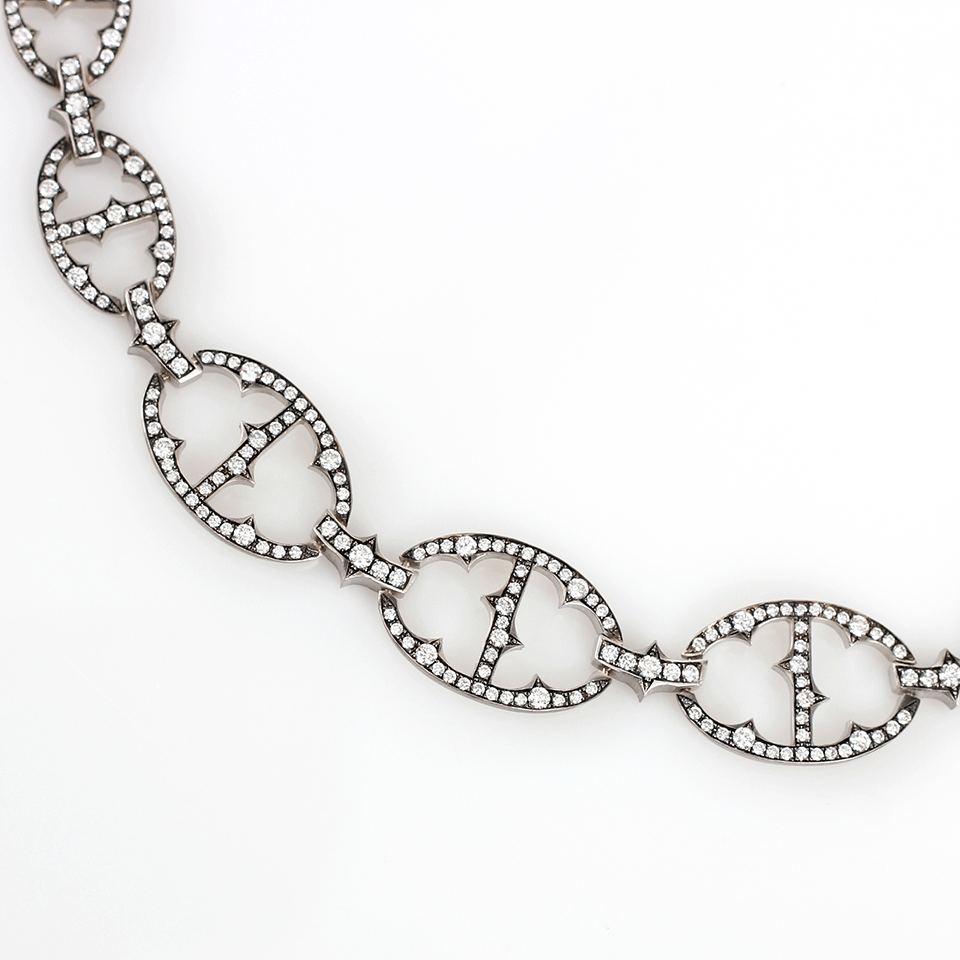 SYLVA & CIE-Diamond Oval Link Necklace-WHITE GOLD