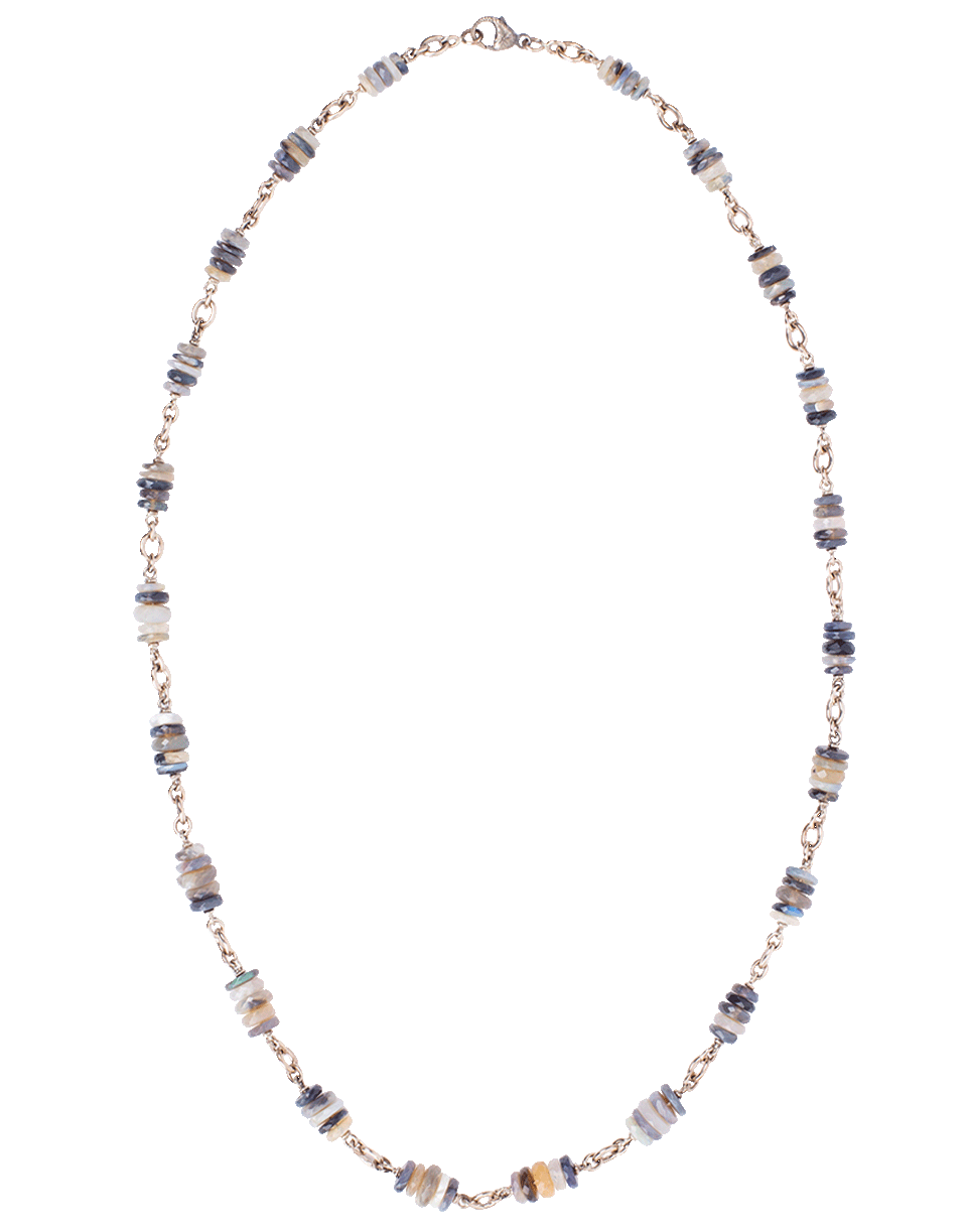 SYLVA & CIE-Faceted Opal Wheel Bead Necklace-WHITE GOLD