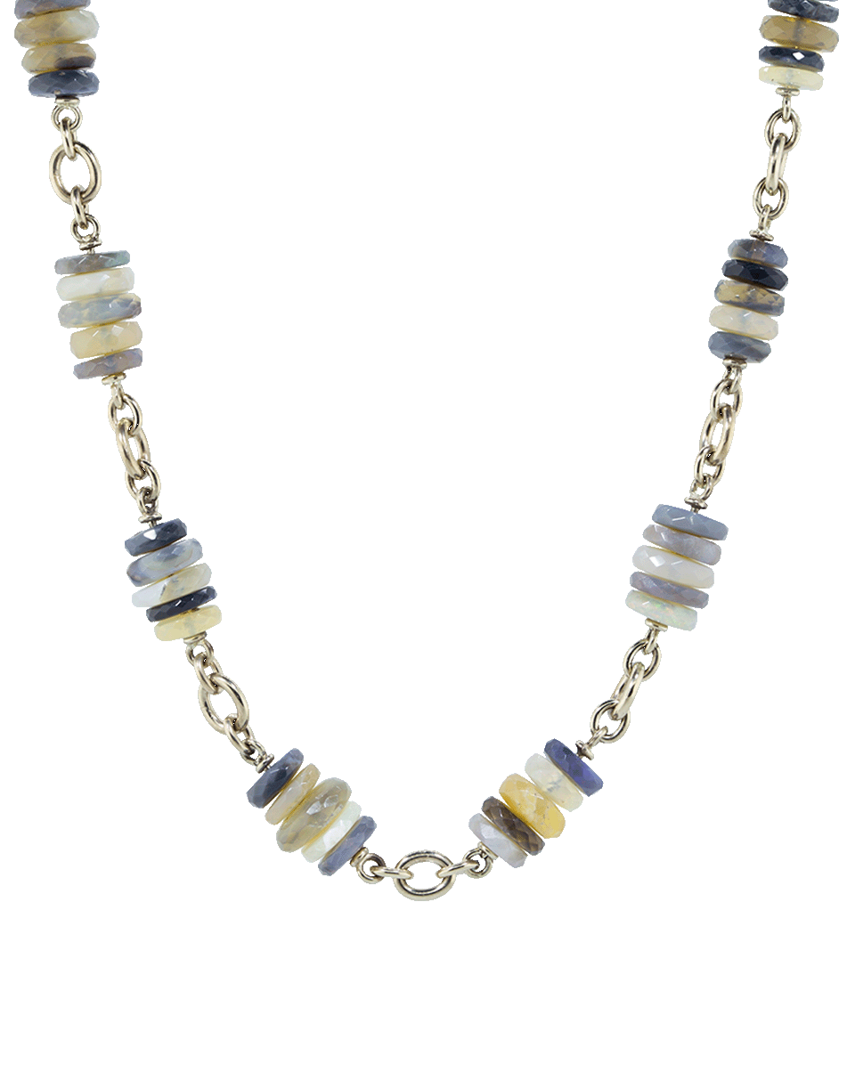 SYLVA & CIE-Faceted Opal Wheel Bead Necklace-WHITE GOLD